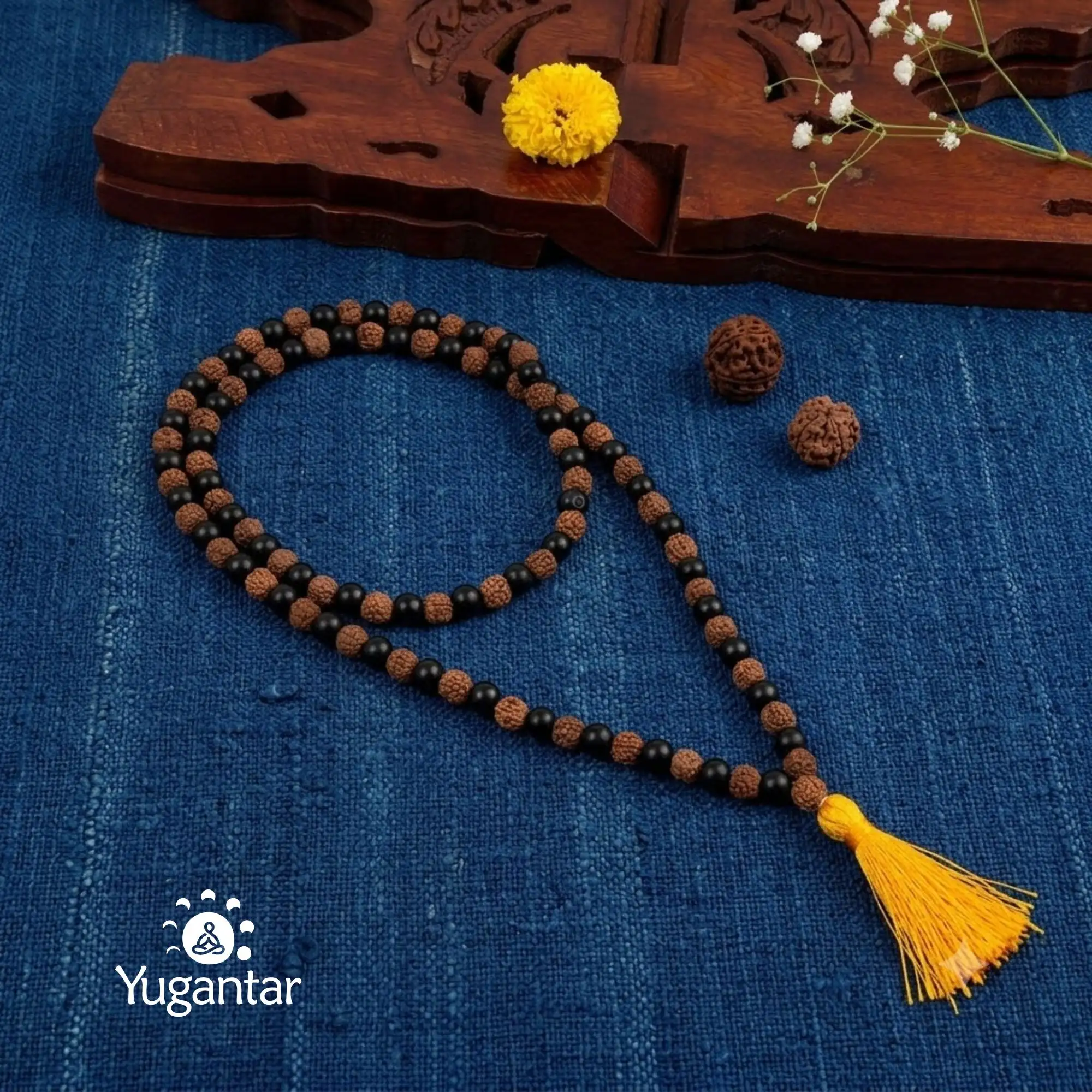 Divya Shakti Rudraksha Karungali Mala - 108+1 Beads